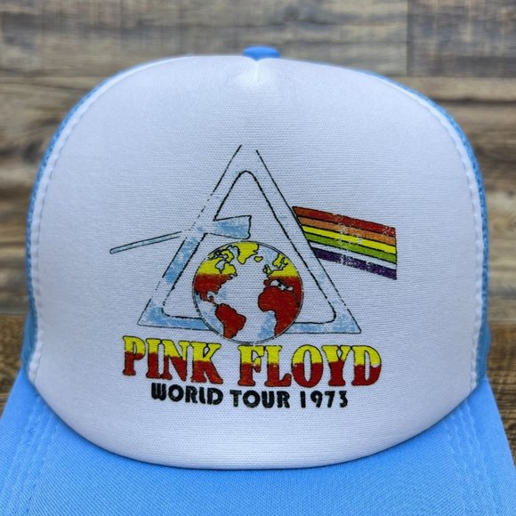 Pink Floyd World Tour 1973 Mens Trucker Hat Blue Snapback Psychedelic Space-Rock - Picture 3 of 8